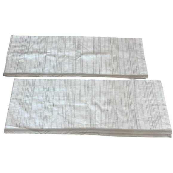 70s Look BURLINGTON HOUSE Pair Textured Weaves VALANCES Ivory Beige Neutrals 82" - Picture 2 of 6